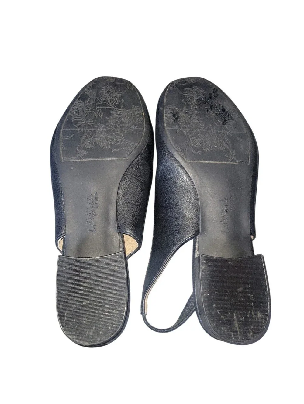 Life Stride Women's Claire Square Toe Black Slingback  Flats Sz 9W